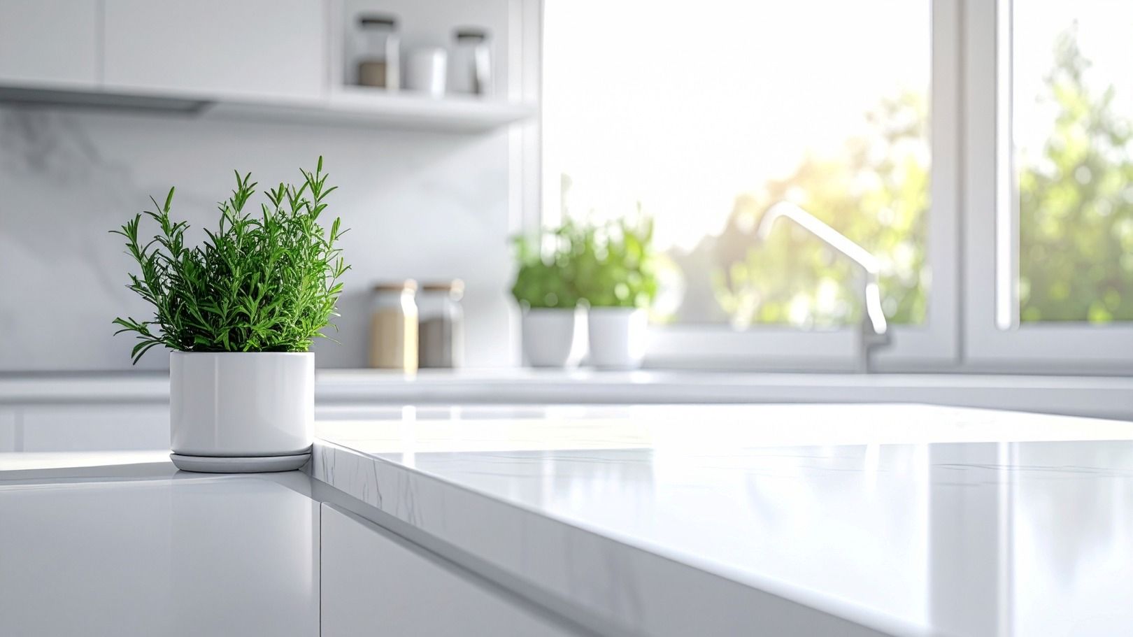 Φυσικό μάρμαρο σε σύγχρονο πάγκο κουζίνας με εμφανείς φλεβώσεις και γυαλιστερό φινίρισμα