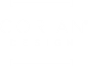 Λευκό λογότυπο Corian® Design σε διάφανο φόντο
