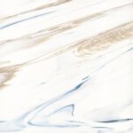 Corian® Vasto Laguna σε λευκή βάση με μαρμαροειδή υφή και έντονες φλεβώσεις σε μπλε και χρυσο-beige αποχρώσεις